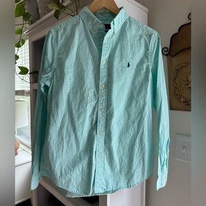 Ralph Lauren Boy’s Aqua Checkered Button-Down Shirt